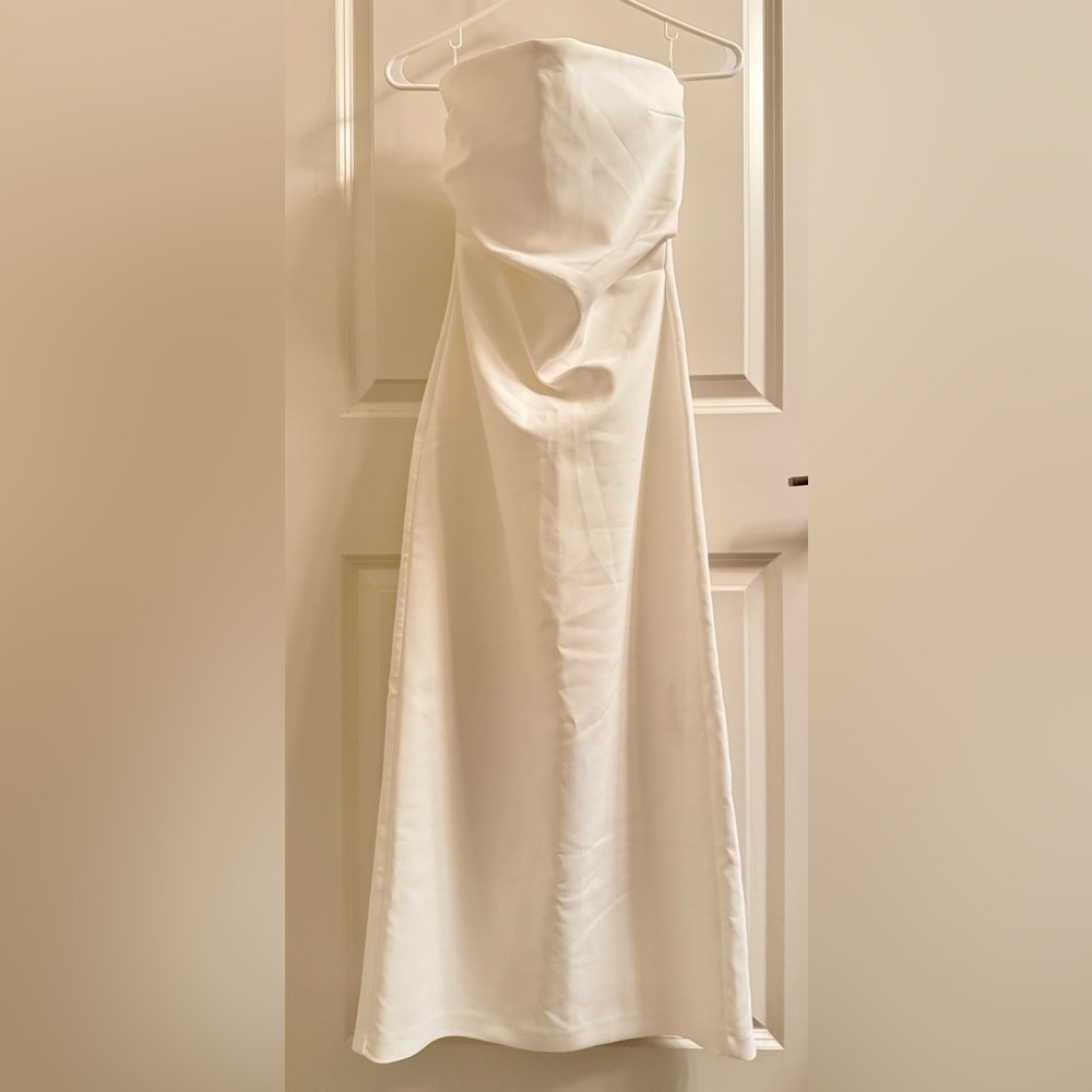 Zara White Strapless Midi Dress